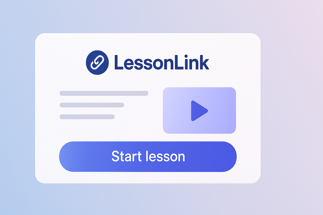 Lesson Caddie lesson card with video preview and Start lesson button